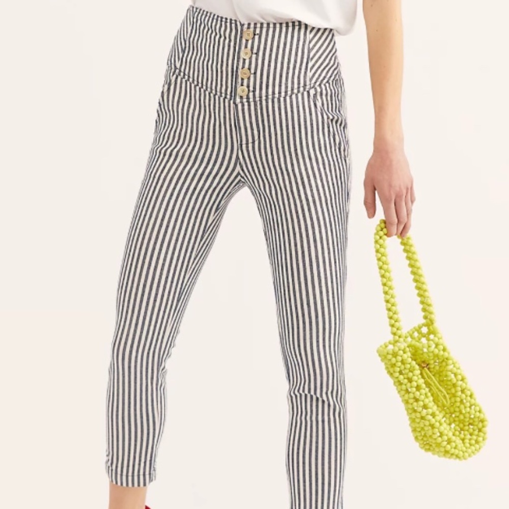 Free People Frankie High Waisted Pinstripe Pant